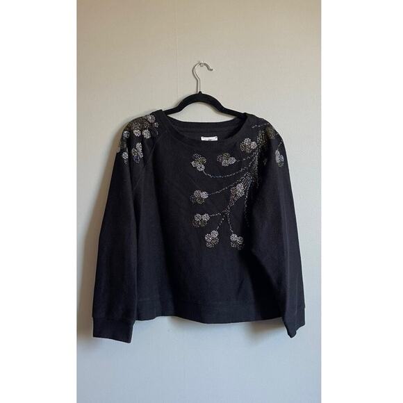 Lou & Grey Black Sequin Branch Out Sweatshirt - Picture 3 of 4